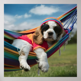 Cocker Spaniel Schlafen auf einem Hängematte Poster