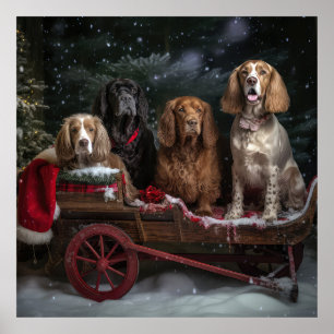 Cocker Spaniel Schnee-Schlitten Weihnachtsdekorati Poster