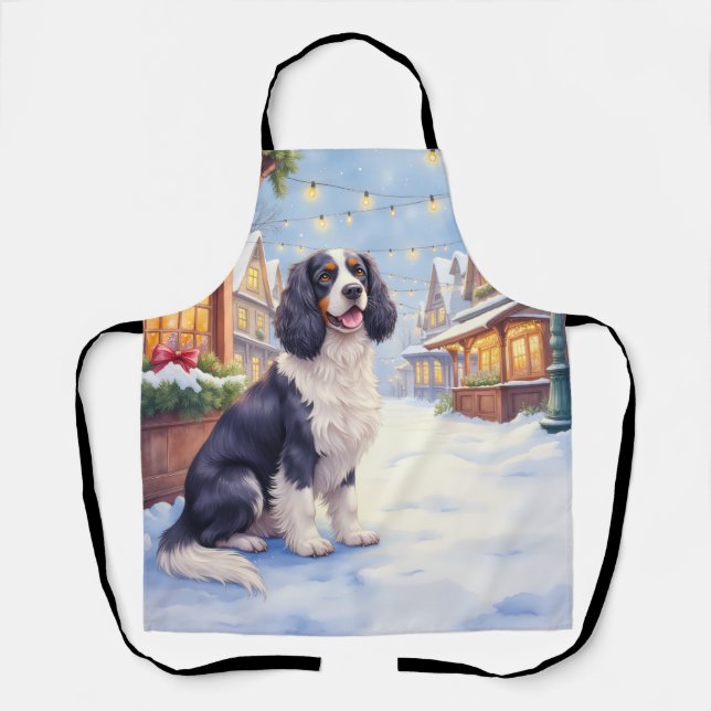 Cocker Spaniel Schneeiges Dorf Weihnachtskunst Schürze (Vorderseite)