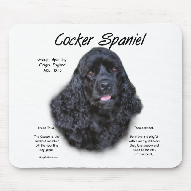 Cocker Spaniel (schwarz) Geschichtsdesign Mousepad (Vorne)
