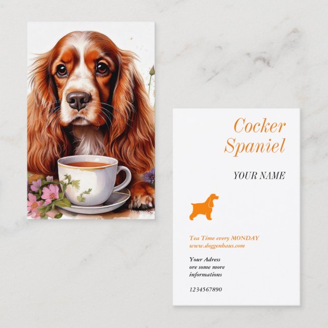 Cocker Spaniel schwarz weiß Visitenkarte (Vorne/Hinten)