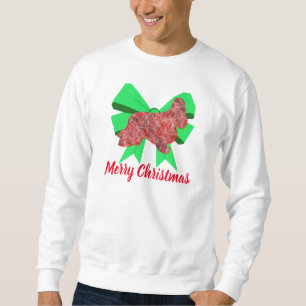 Cocker Spaniel Silhouette Dog & Green Bow Weihnach Sweatshirt