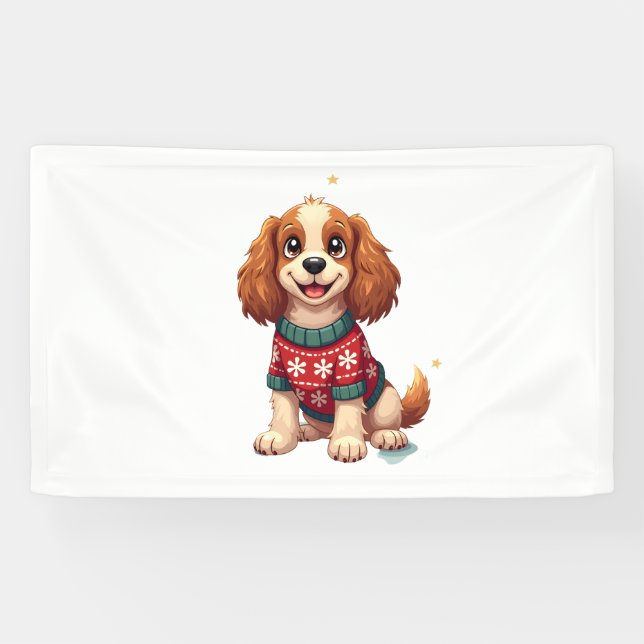 Cocker Spaniel Snowflake Glow Hund Banner (Horizontal)