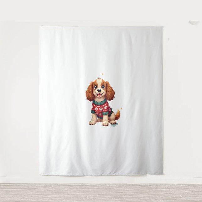 Cocker Spaniel Snowflake Glow Hund Wandteppich (Vorderseite)