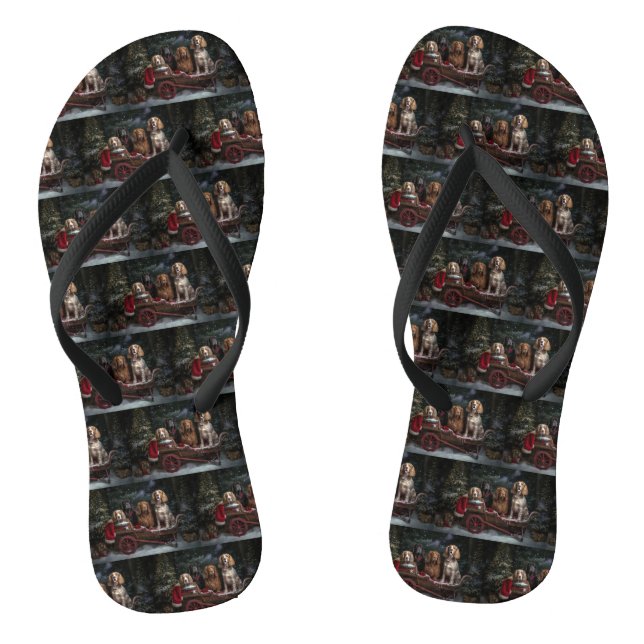 Cocker Spaniel Snowy Sleigh Weihnachtsdekor Flip Flops (Fußbett)
