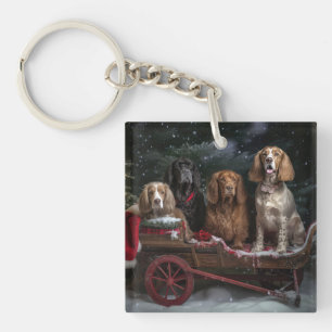 Cocker Spaniel Snowy Sleigh Weihnachtsdekor Schlüsselanhänger