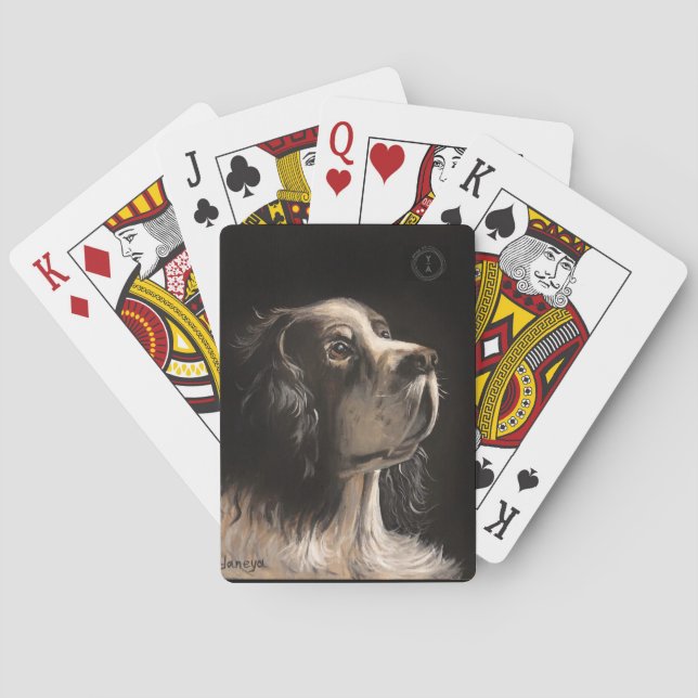 Cocker Spaniel spielt Pokerkarten (Rückseite)
