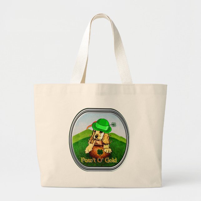 Cocker Spaniel St Patricks Day Jumbo Stoffbeutel (Vorne)