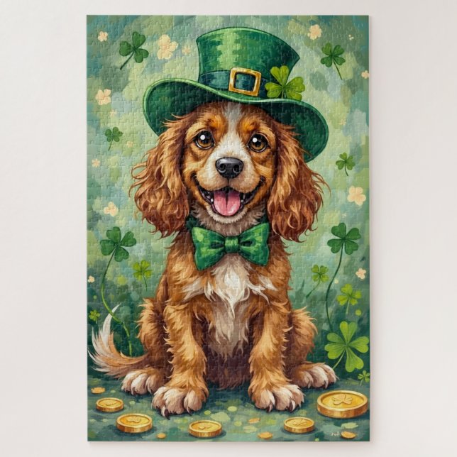 Cocker Spaniel St. Patrick's Day Süßer Glückshund (Vertikal)