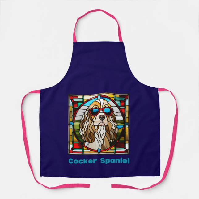 Cocker Spaniel Stained Glass Apron Schürze (Vorderseite)