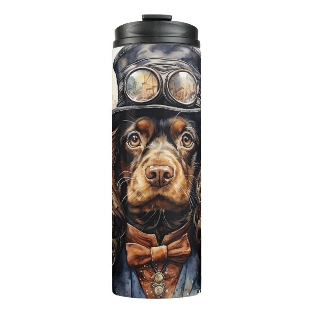 Cocker Spaniel Steampunk Hund Thermosbecher (Vorderseite)