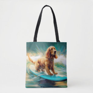 Cocker Spaniel Strand Surfen Malerei Tasche