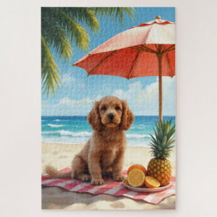 Cocker Spaniel Strandentspannungsszene