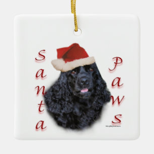 Cocker Spaniel (sw) Santa Paws Keramikornament