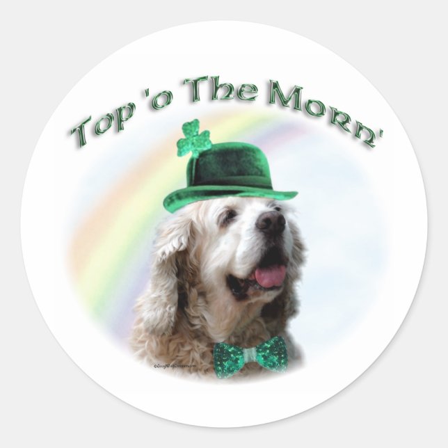 Cocker Spaniel Top of the Morn'; St. Patrick's Day Runder Aufkleber (Vorderseite)