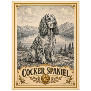 Cocker Spaniel, Vintage Heritage Hund Postkarte