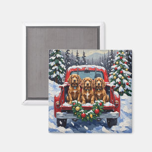 Cocker Spaniel Weihnachten Rotes Lastwagen Ferien Magnet