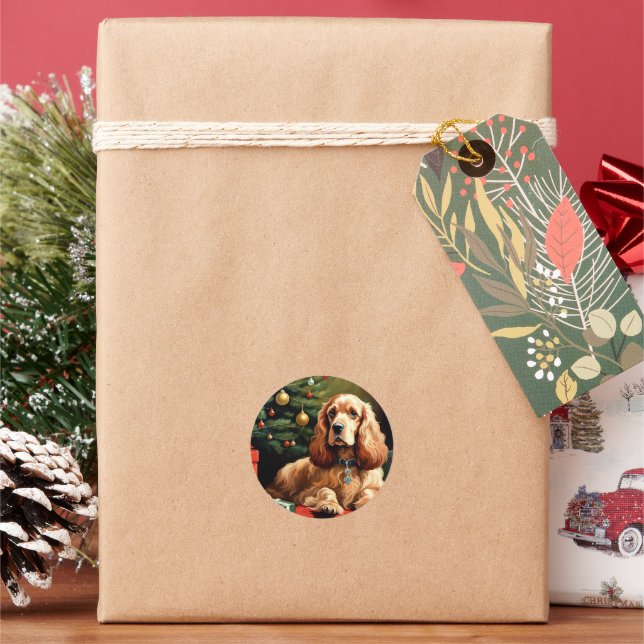 Cocker Spaniel Weihnachten Runder Aufkleber (Feiertag)