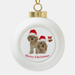 Cocker Spaniel-Weihnachtsbaumschmuck Keramik Kugel-Ornament