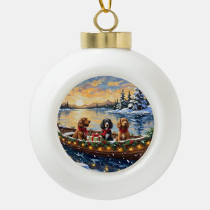 Cocker Spaniel Weihnachtsboot Urlaub Keramik Kugel-Ornament