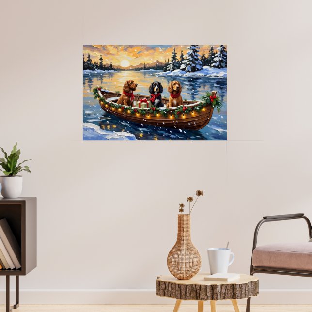 Cocker Spaniel Weihnachtsboot Urlaub Poster (Wohnzimmer 3)