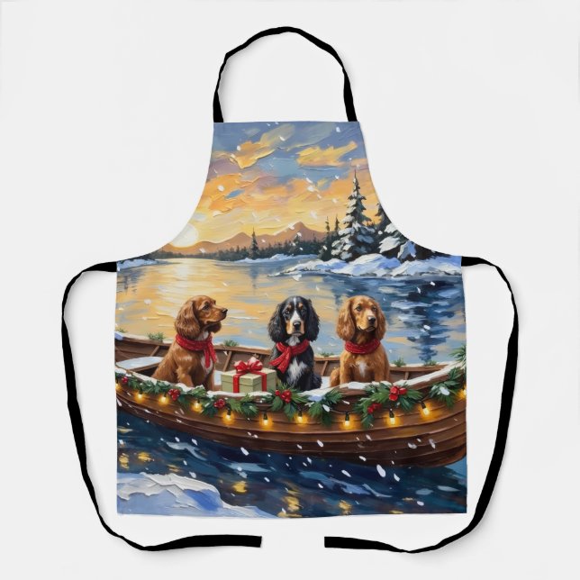 Cocker Spaniel Weihnachtsboot Urlaub Schürze (Vorderseite)