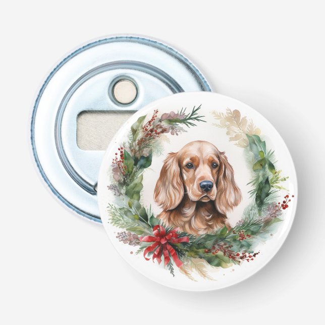 Cocker Spaniel Weihnachtsfeier Festliche Jungfrau Flaschenöffner (Vorderseite)