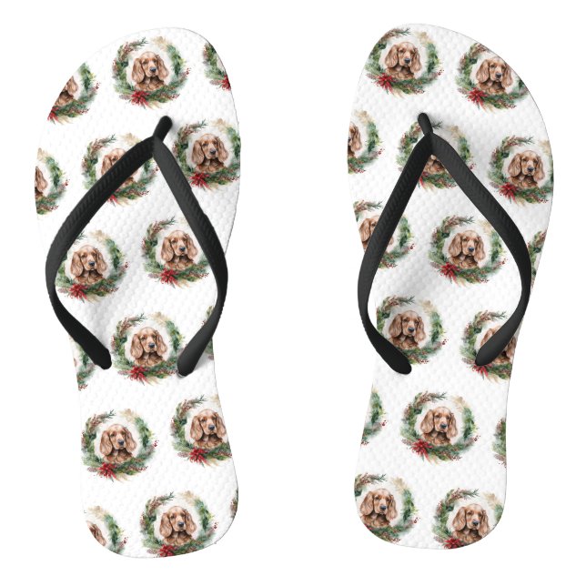 Cocker Spaniel Weihnachtsfeier Festliche Jungfrau Flip Flops (Fußbett)
