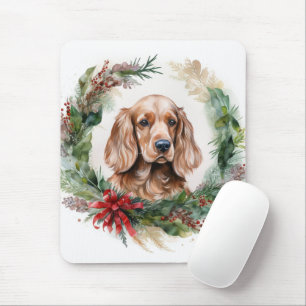 Cocker Spaniel Weihnachtsfeier Festliche Jungfrau Mousepad