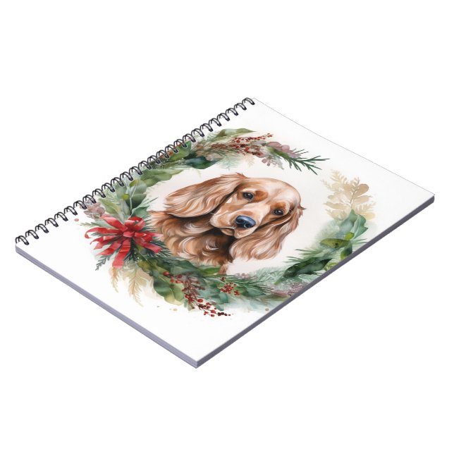 Cocker Spaniel Weihnachtsfeier Festliche Jungfrau Notizblock (Linke Seite)