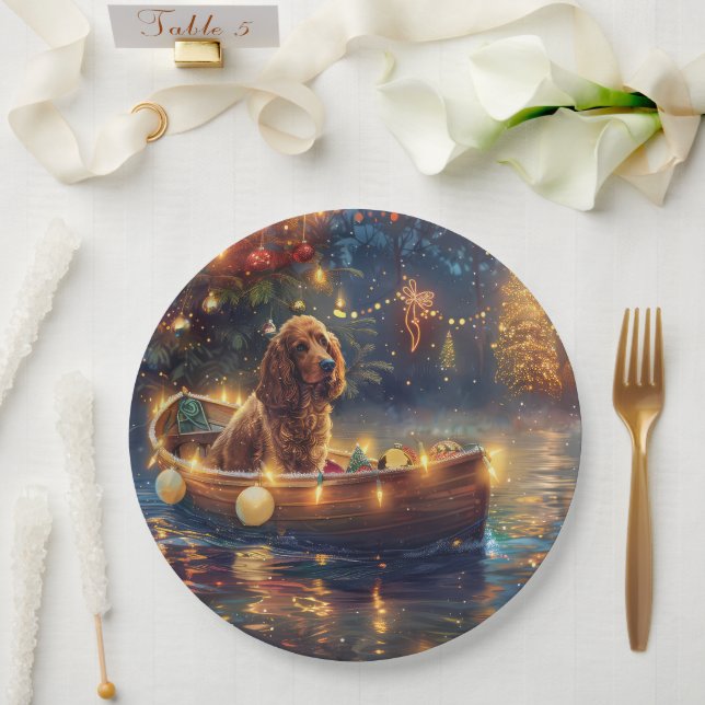 Cocker Spaniel Weihnachtsfeiertage Pappteller (Hochzeit)