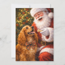 Cocker Spaniel Weihnachtskarte – Charlie mit Santa