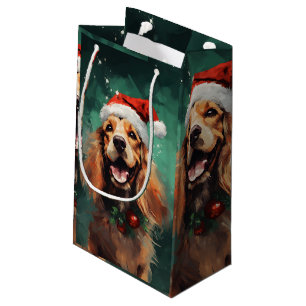 Cocker Spaniel Weihnachtsmalerei Kunstwerk Kleine Geschenktüte