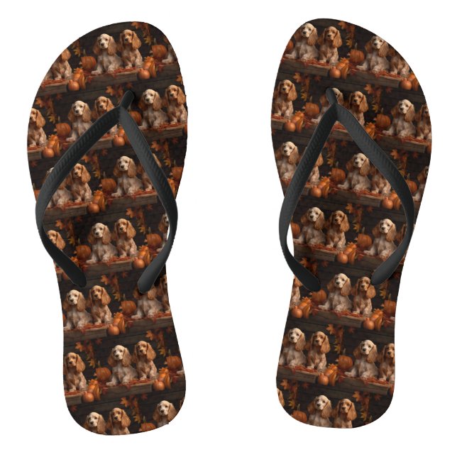 Cocker Spaniel Welpe Autumn Delight Pumpkin Flip Flops (Fußbett)