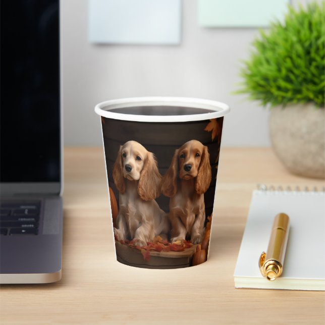 Cocker Spaniel Welpe Autumn Delight Pumpkin Pappbecher (InSitu)