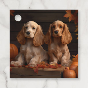 Cocker Spaniel Welpe Herbstfreude Kürbis  Geschenkanhänger