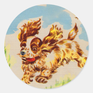 Cocker Spaniel Welpenhund auf dem Laufsteg Runder Aufkleber