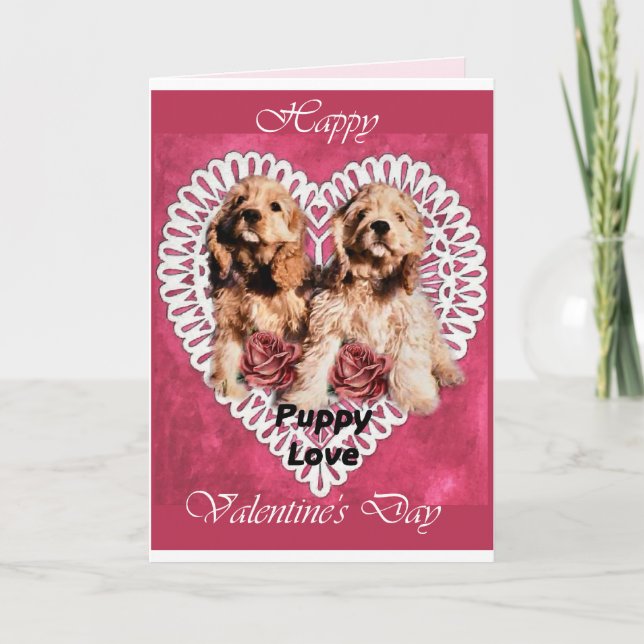 Cocker Spaniel Welppies Valentines Feiertagskarte (Vorderseite)