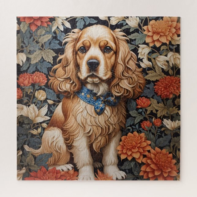 Cocker Spaniel William Morris Inspirierte Floral (Vertikal)