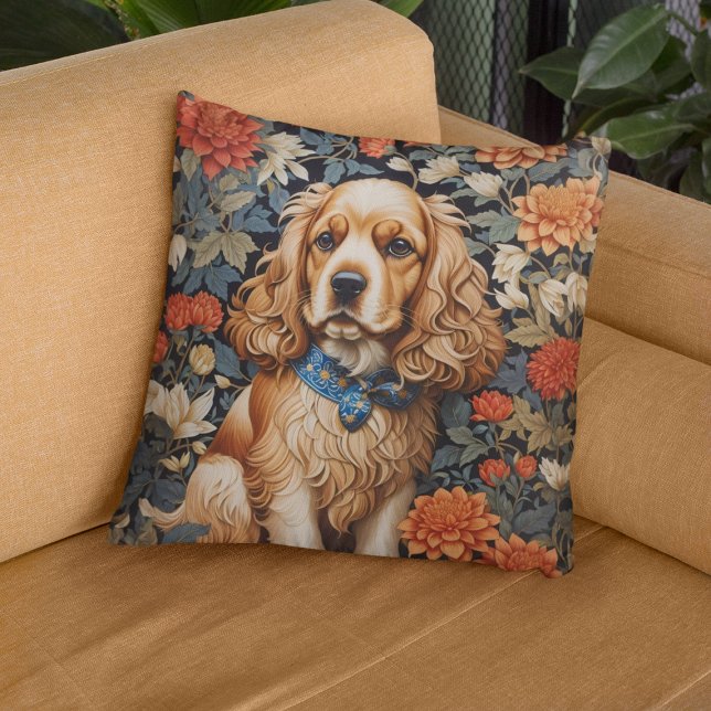 Cocker Spaniel William Morris Inspirierte Floral Kissen (Von Creator hochgeladen)