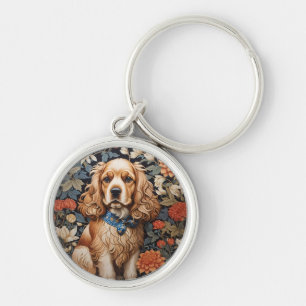 Cocker Spaniel William Morris Inspirierte Floral Schlüsselanhänger