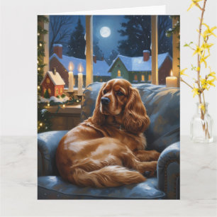 Cocker Spanier mit Weihnachts-Lichterfest Karte