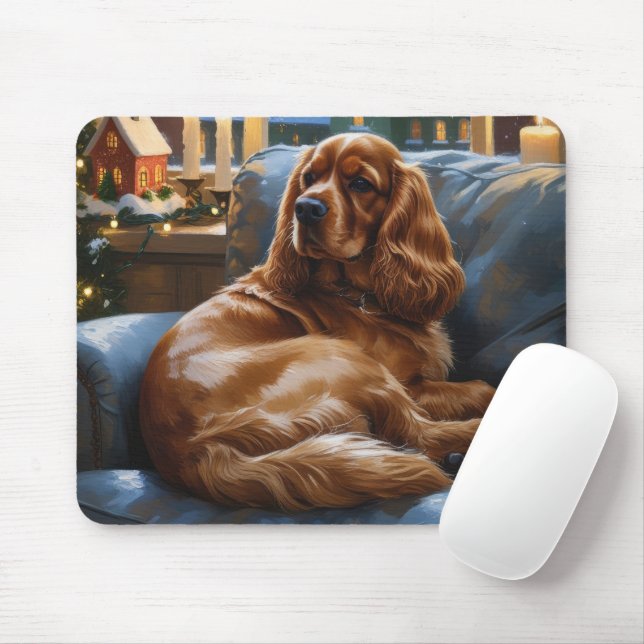 Cocker Spanier mit Weihnachts-Lichterfest Mousepad (Mit Mouse)