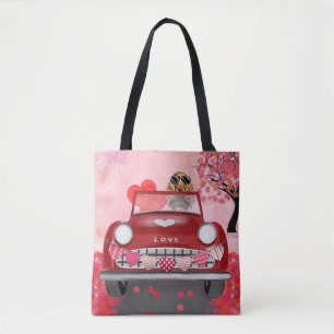 Cocker Spanierwagen mit Herz Valentins Tasche