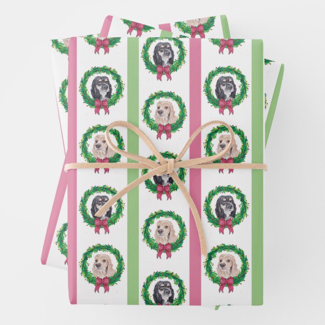Cocker Spanisch Weihnachtswrapping Paper Geschenkpapier Set (Beispiel)