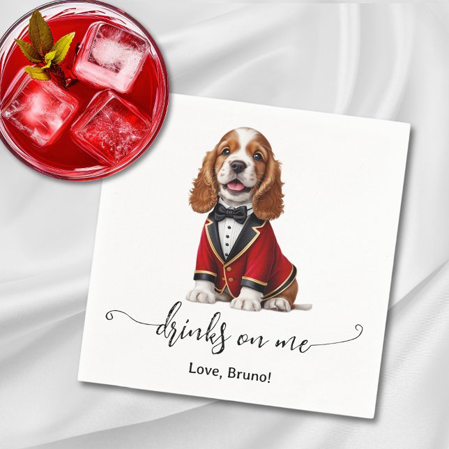Cocker Spanisch Welpengetränke auf meiner Hochzeit Serviette (Cocker Spaniel Puppy Drinks On Me Wedding Napkins)