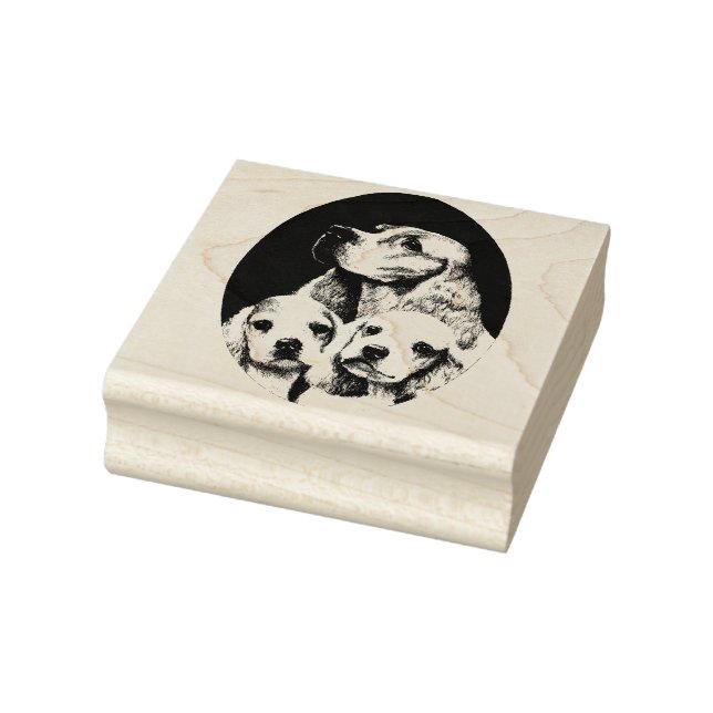 Cocker Spanische Mama Hunde und Welpen Tiere Kunst Gummistempel (Stempel)