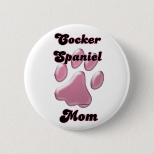 Cocker Spanische Mama Rosa Pawprint - Schaltfläche Button