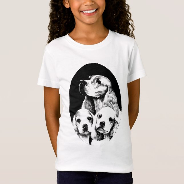 Cocker Spanische Mama Welpen Hunde Kunst T-Shirt (Vorderseite)