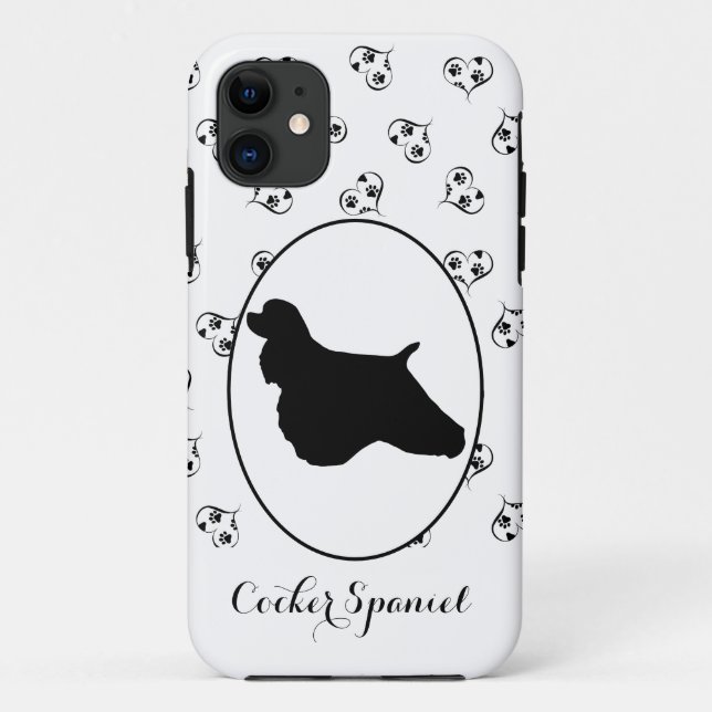 Cocker Spanische Silhouette Herz und Paw Prints Case-Mate iPhone Hülle (Rückseite)
